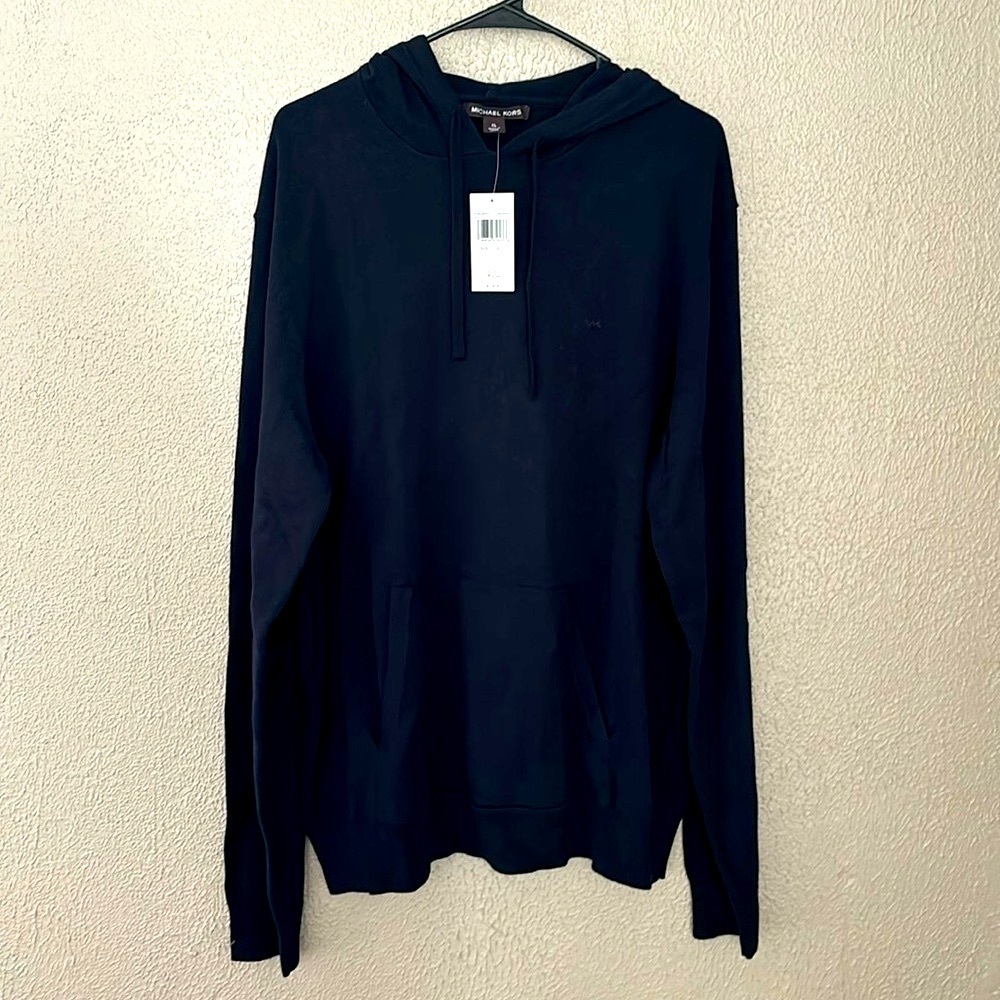 Michael Kors Mens Hooded Lightweight Sweater Midnight Blue XL